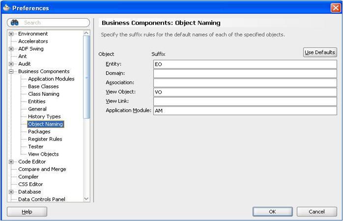 Business Components Object Naming