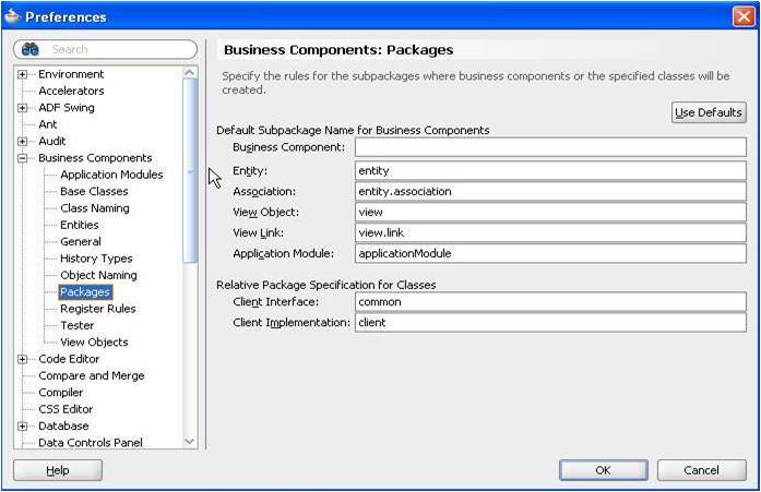 Business Components Package Structure